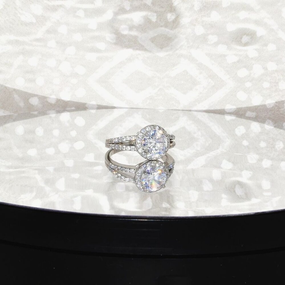 Victoria Halo Size 7 Cubic Zirconia 925 Sterling Silver Ring Gift Boxed - Picture 5 of 11